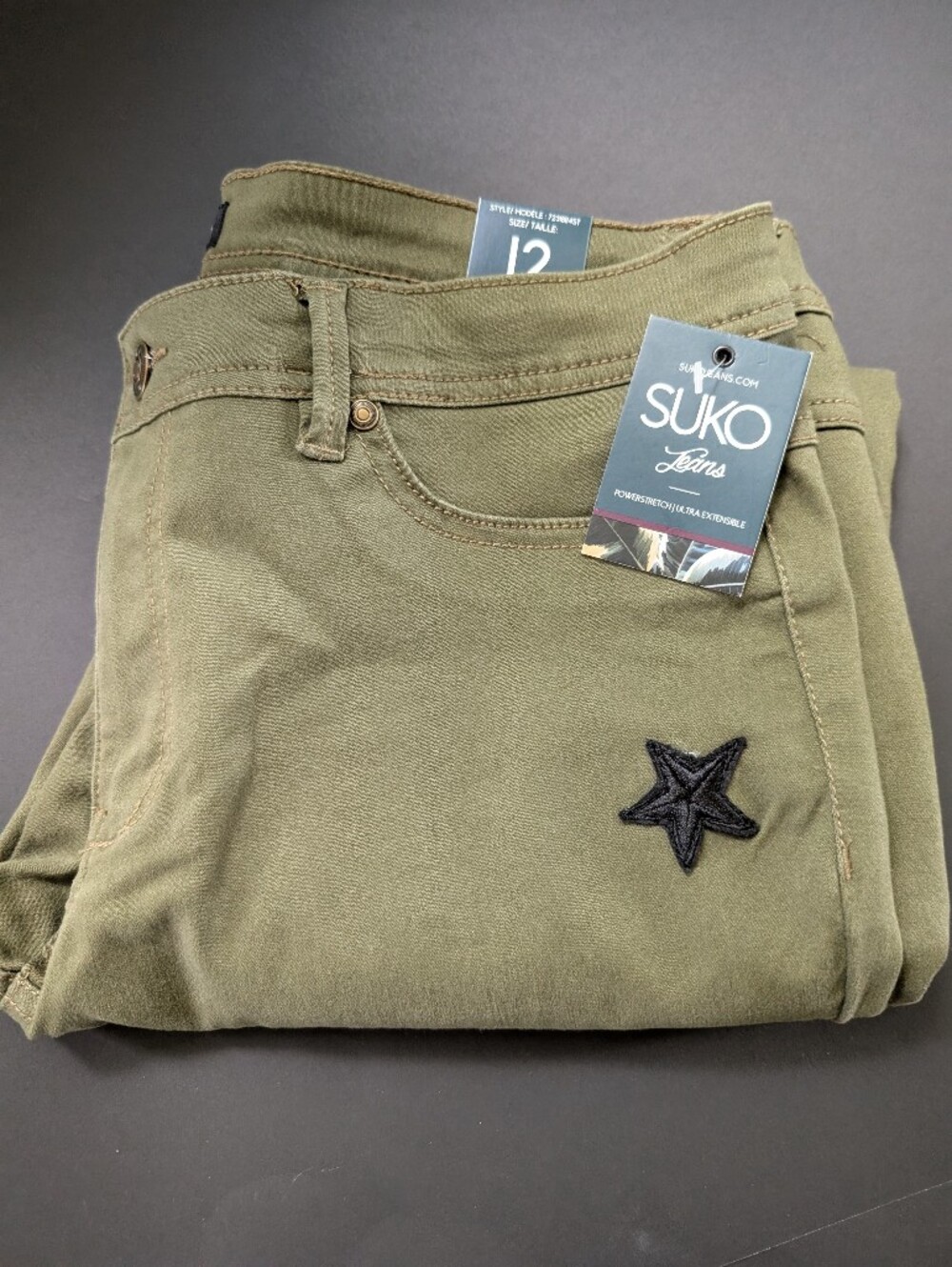 Suko Women's Olive Green Stretch Jeans - 12